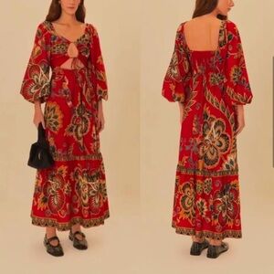 FARM Rio Red Floral Maxi Dress